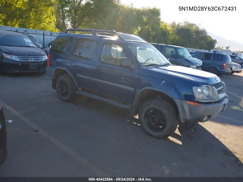 2003 Nissan Xterra Se S/C VIN: 5N1MD28Y63C672431 Lot: 40422594