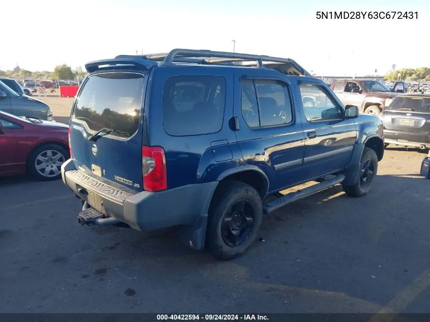 2003 Nissan Xterra Se S/C VIN: 5N1MD28Y63C672431 Lot: 40422594