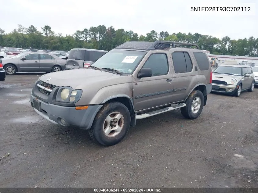 2003 Nissan Xterra Xe VIN: 5N1ED28T93C702112 Lot: 40436247