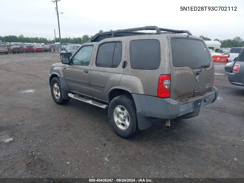 2003 Nissan Xterra Xe VIN: 5N1ED28T93C702112 Lot: 40436247