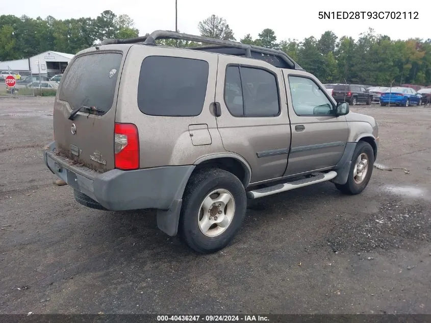 2003 Nissan Xterra Xe VIN: 5N1ED28T93C702112 Lot: 40436247