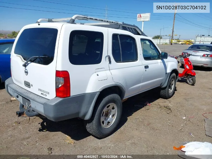 2003 Nissan Xterra Xe I4 VIN: 5N1DD28T03C704102 Lot: 40452927