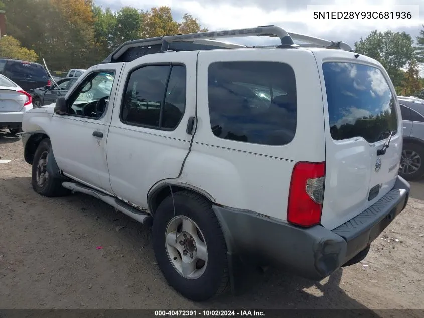 2003 Nissan Xterra Xe VIN: 5N1ED28Y93C681936 Lot: 40472391