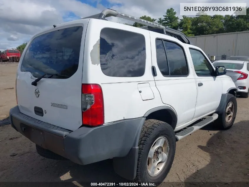 2003 Nissan Xterra Xe VIN: 5N1ED28Y93C681936 Lot: 40472391