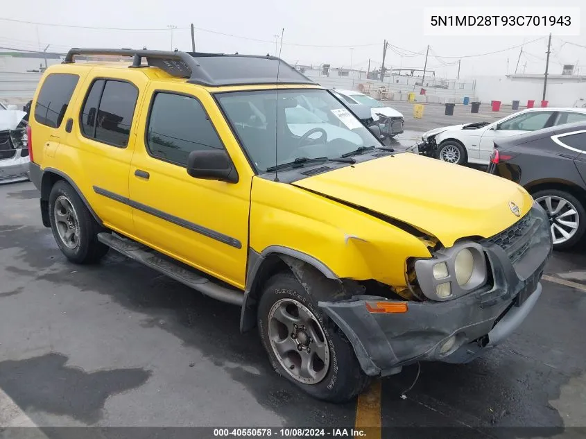 2003 Nissan Xterra Se S/C VIN: 5N1MD28T93C701943 Lot: 40550578