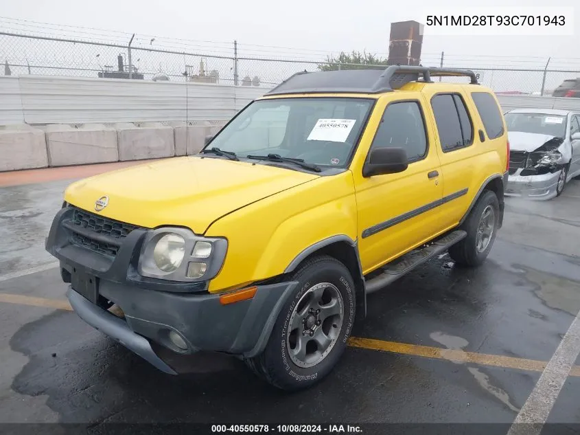 2003 Nissan Xterra Se S/C VIN: 5N1MD28T93C701943 Lot: 40550578