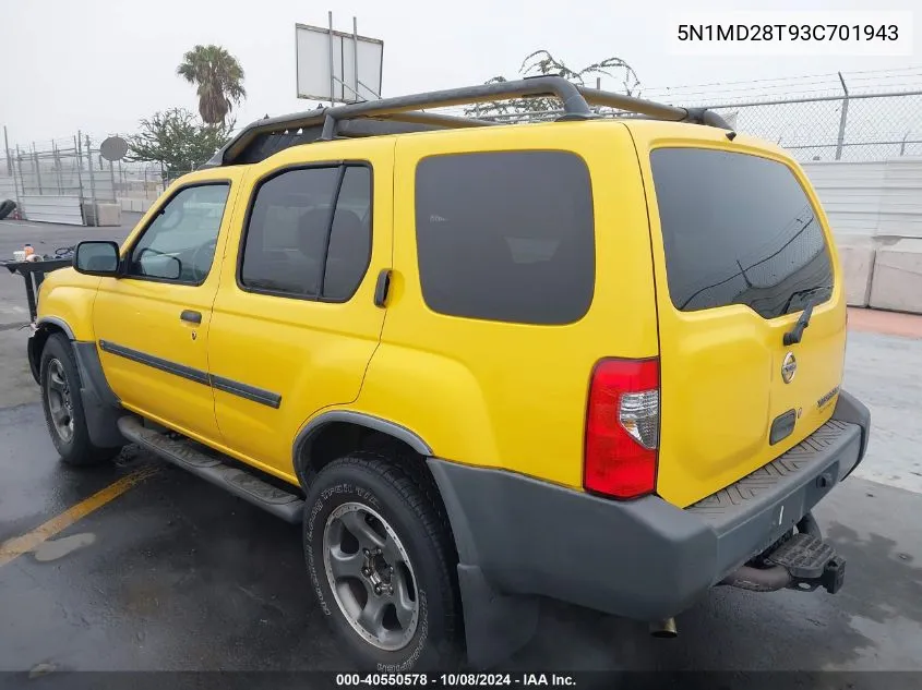 2003 Nissan Xterra Se S/C VIN: 5N1MD28T93C701943 Lot: 40550578