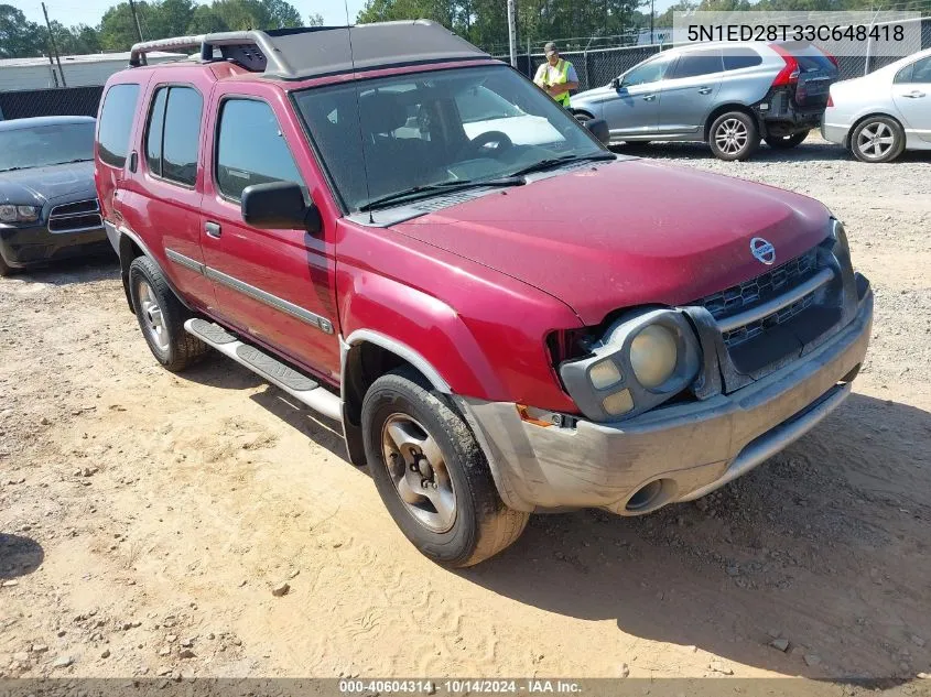 2003 Nissan Xterra Xe VIN: 5N1ED28T33C648418 Lot: 40604314