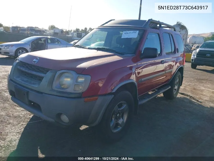 2003 Nissan Xterra Xe/Se VIN: 5N1ED28T73C643917 Lot: 40641299