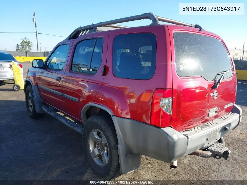 2003 Nissan Xterra Xe/Se VIN: 5N1ED28T73C643917 Lot: 40641299