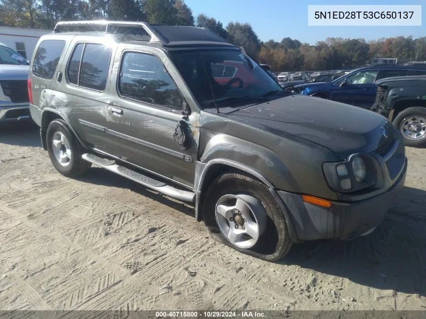 2003 Nissan Xterra Xe VIN: 5N1ED28T53C650137 Lot: 40715800