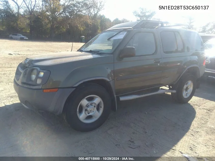 2003 Nissan Xterra Xe VIN: 5N1ED28T53C650137 Lot: 40715800