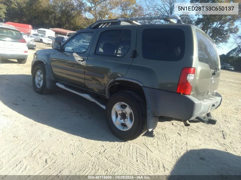 2003 Nissan Xterra Xe VIN: 5N1ED28T53C650137 Lot: 40715800