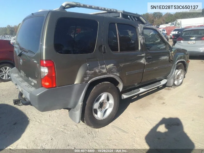 2003 Nissan Xterra Xe VIN: 5N1ED28T53C650137 Lot: 40715800