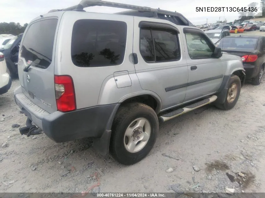 2003 Nissan Xterra Xe VIN: 5N1ED28T13C645436 Lot: 40761224