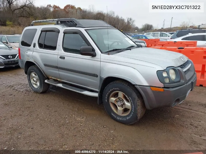 2003 Nissan Xterra Xe VIN: 5N1ED28YX3C701322 Lot: 40864270