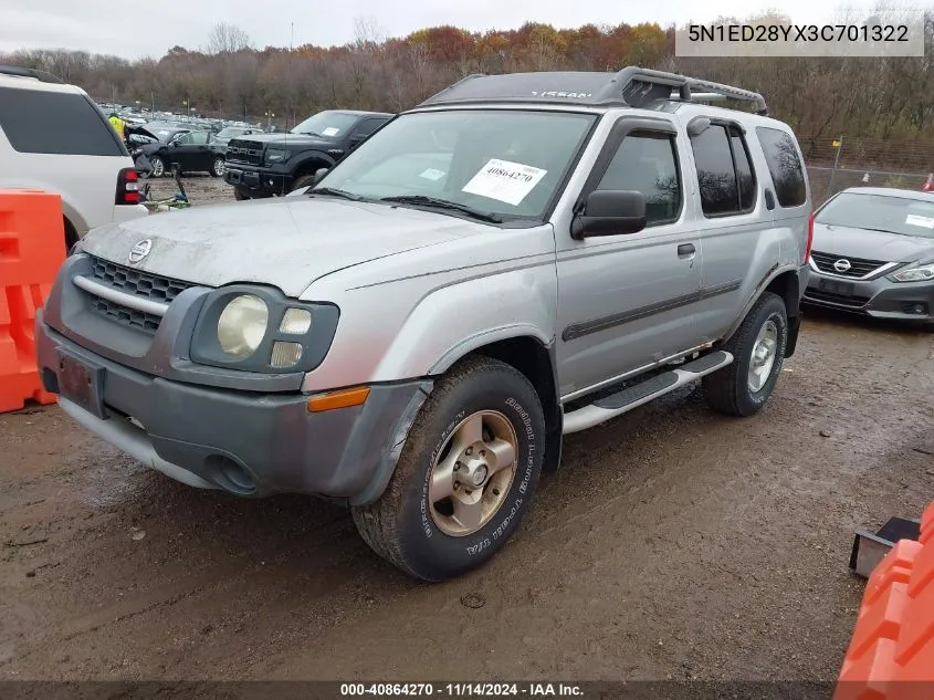 2003 Nissan Xterra Xe VIN: 5N1ED28YX3C701322 Lot: 40864270