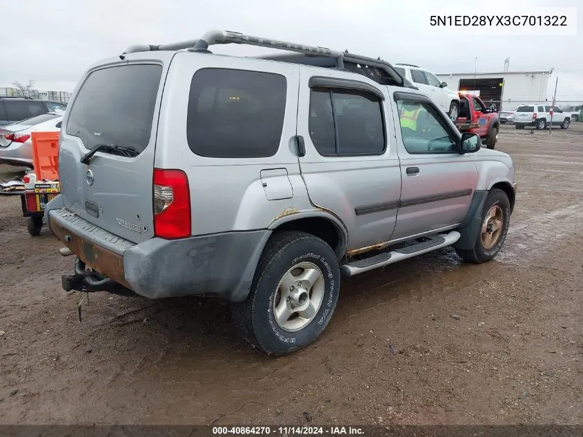 2003 Nissan Xterra Xe VIN: 5N1ED28YX3C701322 Lot: 40864270