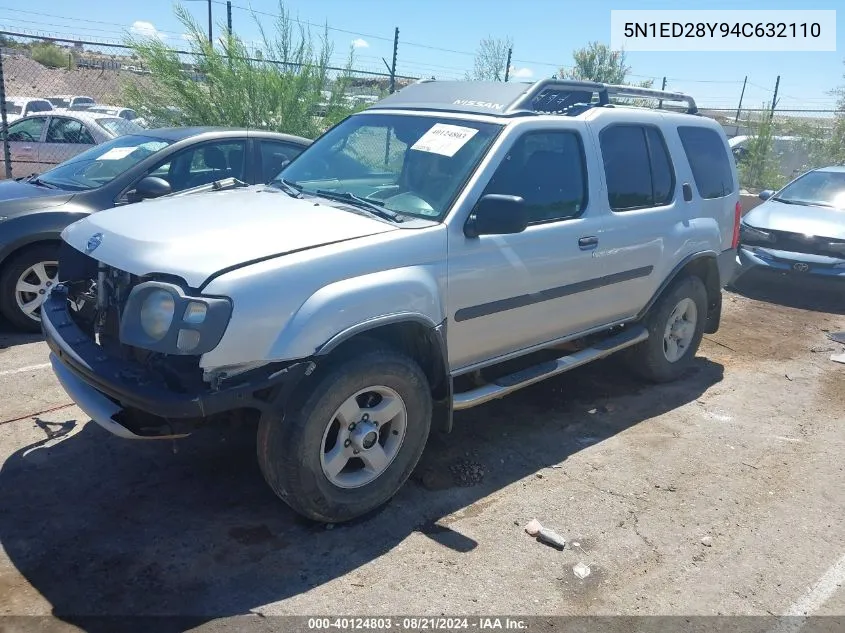 2004 Nissan Xterra Xe/Se VIN: 5N1ED28Y94C632110 Lot: 40124803