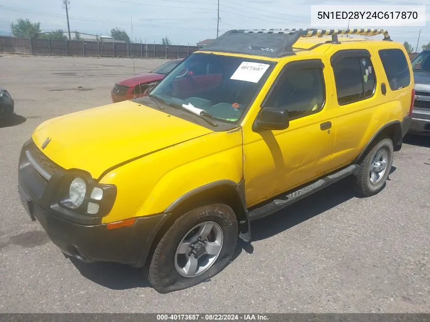 2004 Nissan Xterra Xe VIN: 5N1ED28Y24C617870 Lot: 40173687