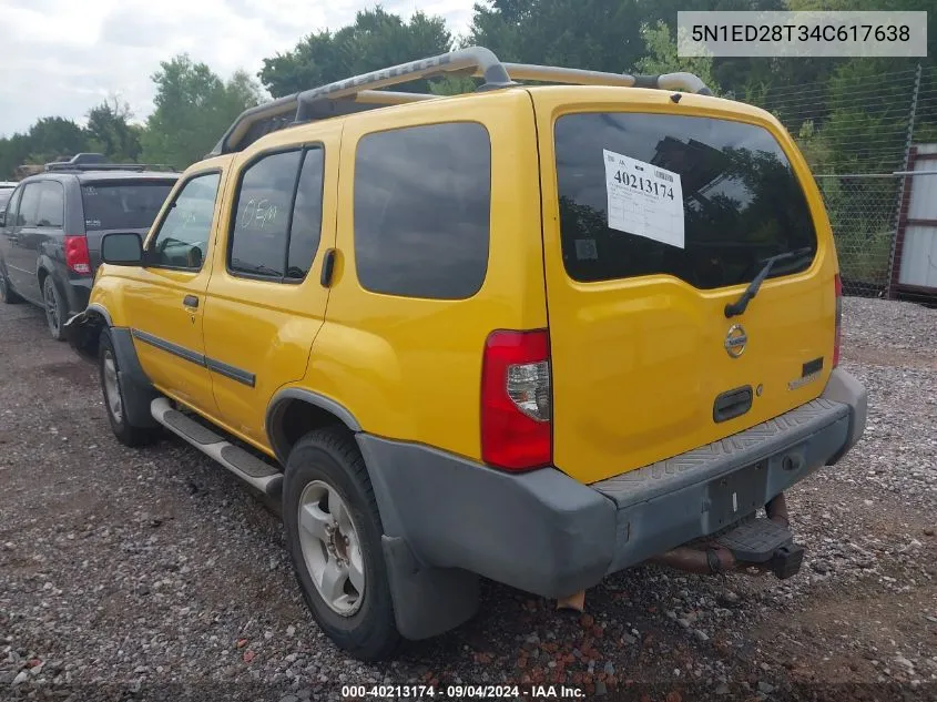 2004 Nissan Xterra Xe VIN: 5N1ED28T34C617638 Lot: 40213174