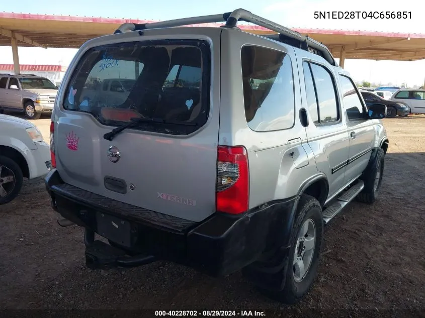 2004 Nissan Xterra Xe VIN: 5N1ED28T04C656851 Lot: 40228702