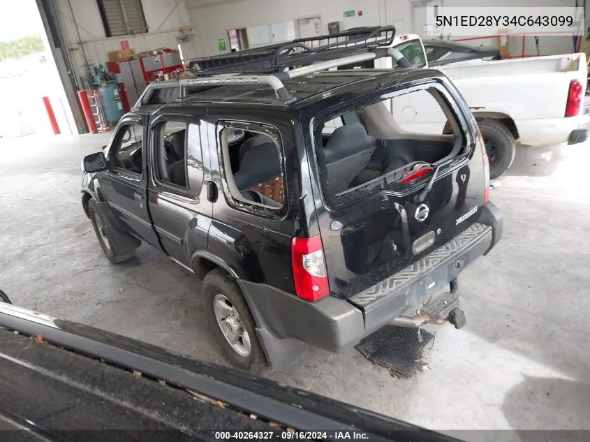 2004 Nissan Xterra Xe VIN: 5N1ED28Y34C643099 Lot: 40264327