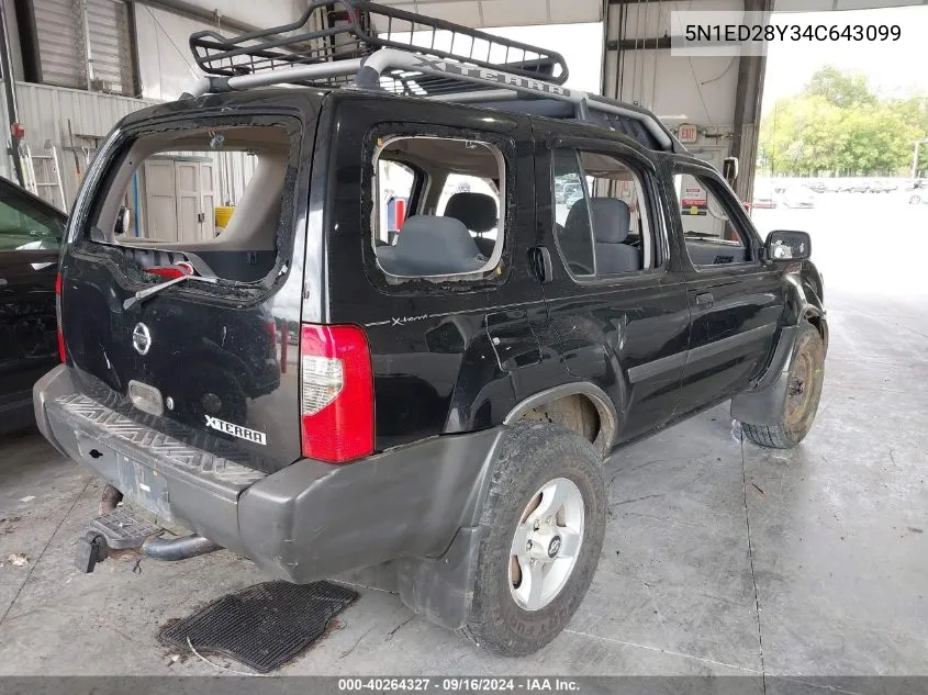 2004 Nissan Xterra Xe VIN: 5N1ED28Y34C643099 Lot: 40264327