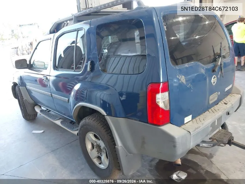 2004 Nissan Xterra Xe VIN: 5N1ED28T84C672103 Lot: 40325876