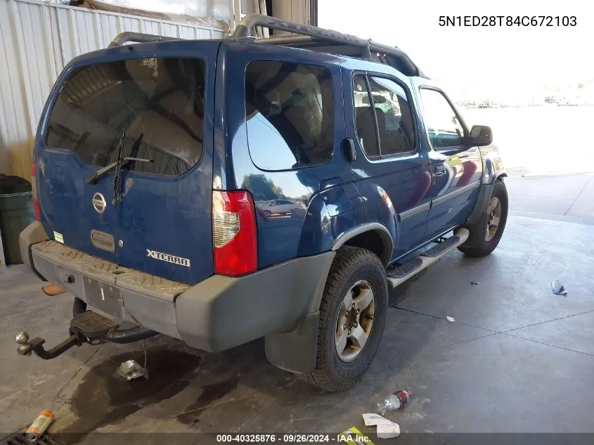 2004 Nissan Xterra Xe VIN: 5N1ED28T84C672103 Lot: 40325876