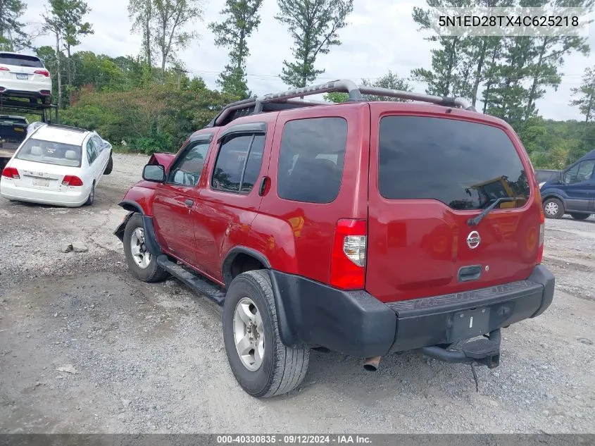 2004 Nissan Xterra Xe VIN: 5N1ED28TX4C625218 Lot: 40330835