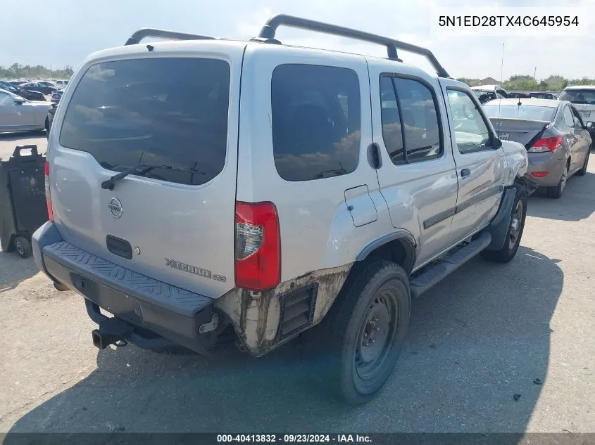 2004 Nissan Xterra Xe/Se VIN: 5N1ED28TX4C645954 Lot: 40413832