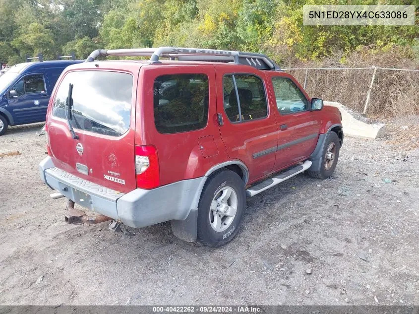 2004 Nissan Xterra Xe VIN: 5N1ED28YX4C633086 Lot: 40422262