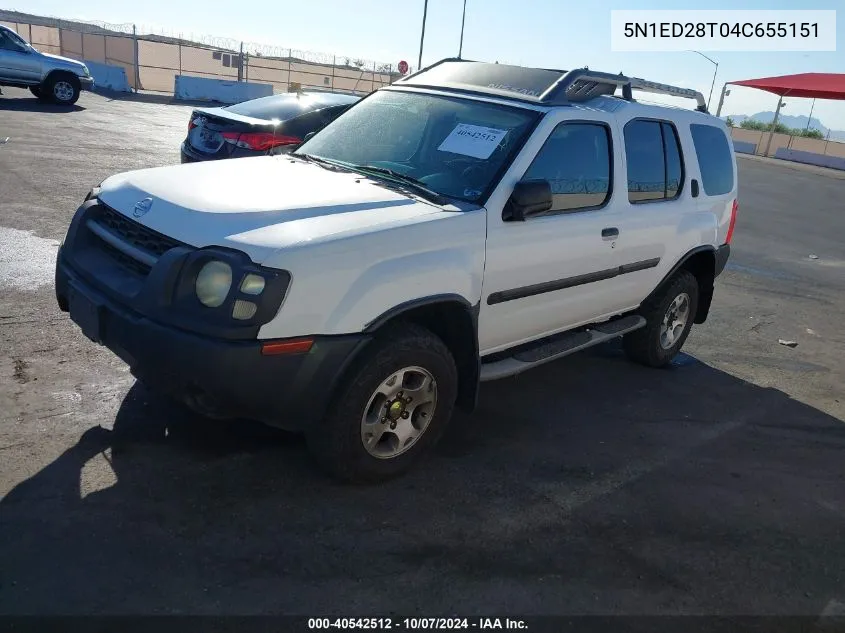 2004 Nissan Xterra Xe VIN: 5N1ED28T04C655151 Lot: 40542512