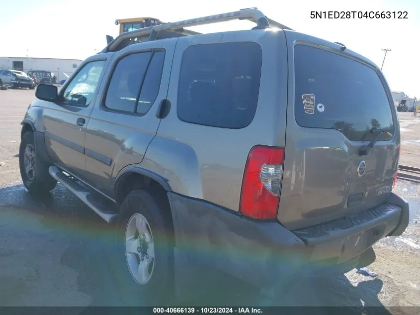 2004 Nissan Xterra Xe VIN: 5N1ED28T04C663122 Lot: 40666139