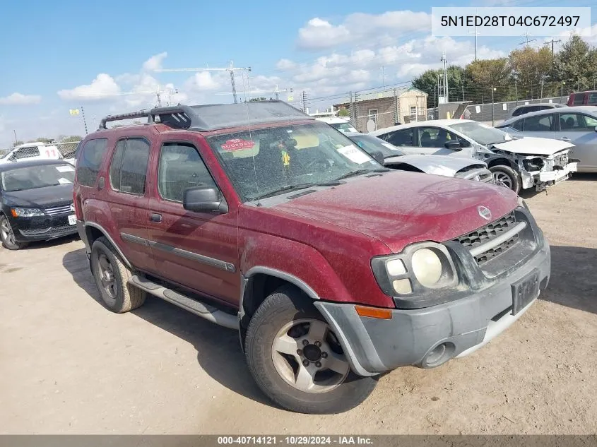 2004 Nissan Xterra Xe VIN: 5N1ED28T04C672497 Lot: 40714121