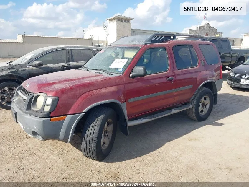 2004 Nissan Xterra Xe VIN: 5N1ED28T04C672497 Lot: 40714121