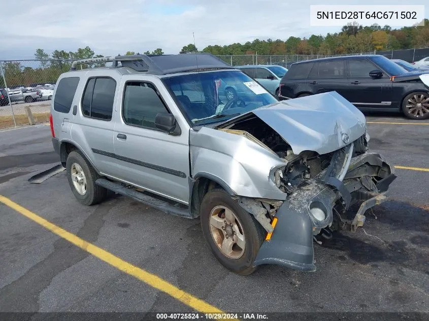 2004 Nissan Xterra Xe VIN: 5N1ED28T64C671502 Lot: 40725524