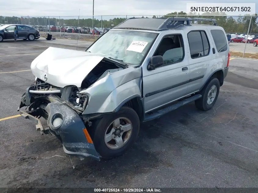 2004 Nissan Xterra Xe VIN: 5N1ED28T64C671502 Lot: 40725524