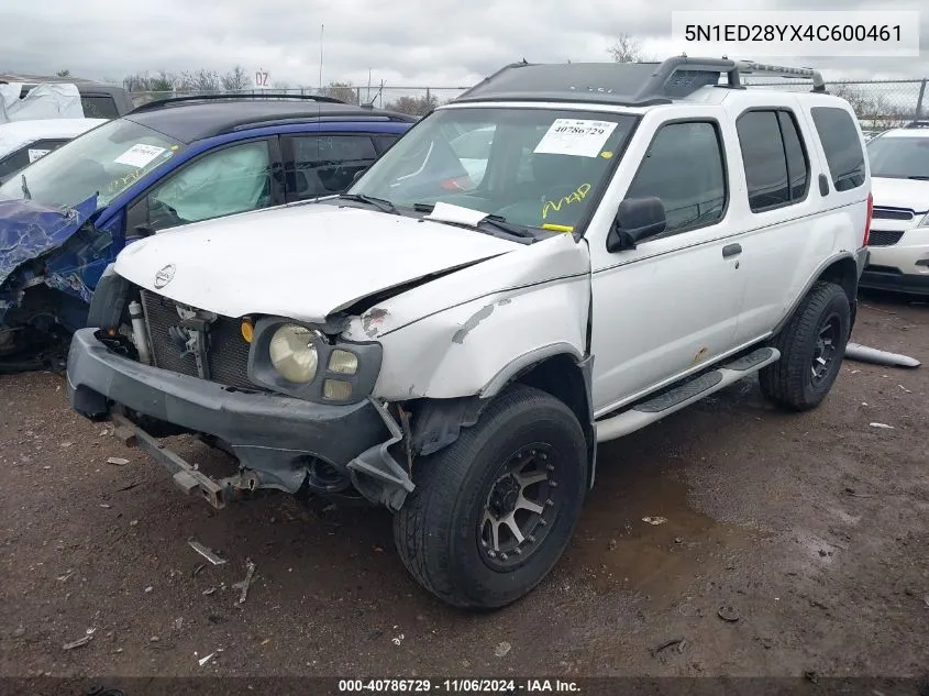 2004 Nissan Xterra Xe VIN: 5N1ED28YX4C600461 Lot: 40786729