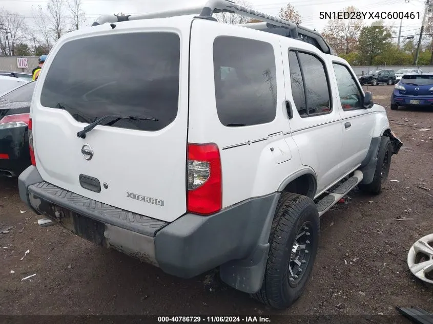 2004 Nissan Xterra Xe VIN: 5N1ED28YX4C600461 Lot: 40786729