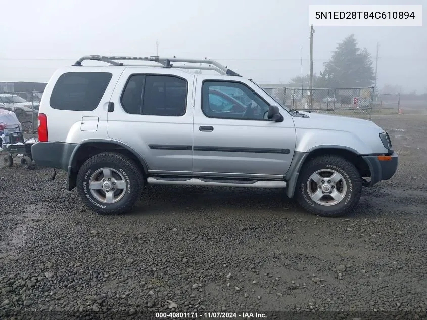 2004 Nissan Xterra Xe VIN: 5N1ED28T84C610894 Lot: 40801171