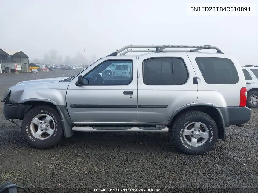 2004 Nissan Xterra Xe VIN: 5N1ED28T84C610894 Lot: 40801171