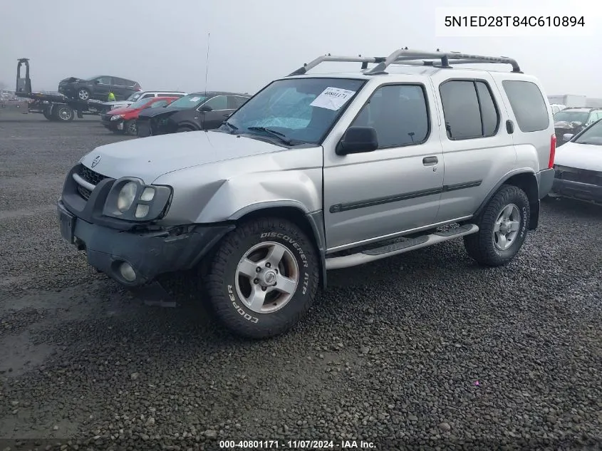 2004 Nissan Xterra Xe VIN: 5N1ED28T84C610894 Lot: 40801171