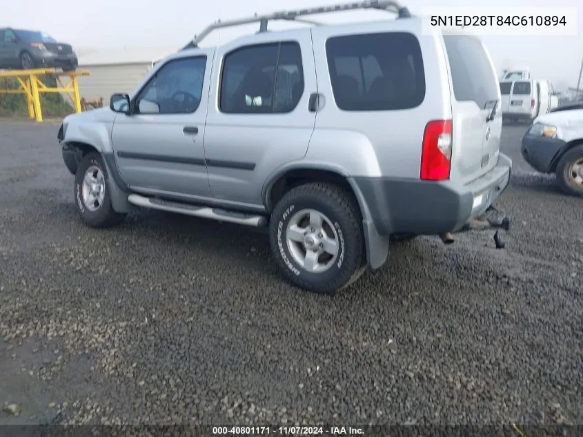 2004 Nissan Xterra Xe VIN: 5N1ED28T84C610894 Lot: 40801171