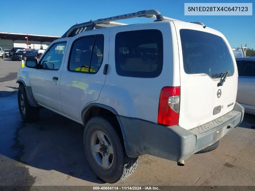 2004 Nissan Xterra Xe VIN: 5N1ED28TX4C647123 Lot: 40854114