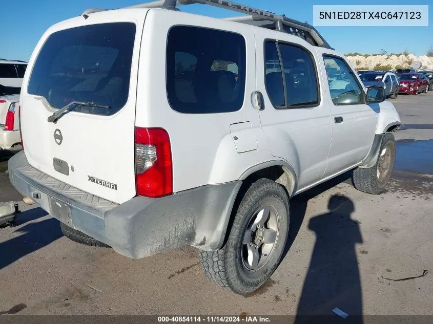 2004 Nissan Xterra Xe VIN: 5N1ED28TX4C647123 Lot: 40854114