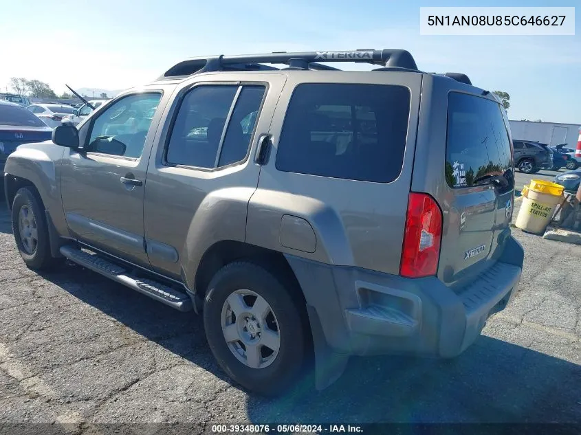 2005 Nissan Xterra S VIN: 5N1AN08U85C646627 Lot: 39348076