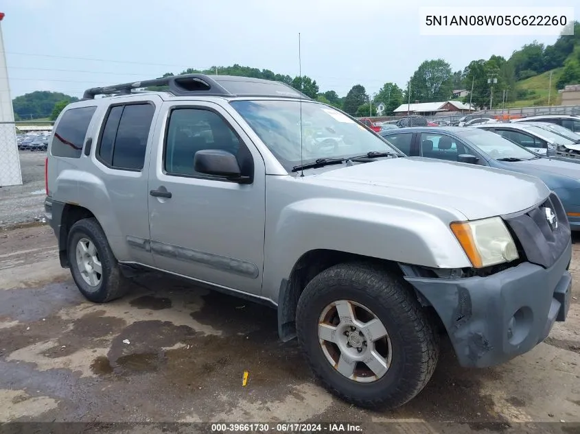 2005 Nissan Xterra S VIN: 5N1AN08W05C622260 Lot: 39661730