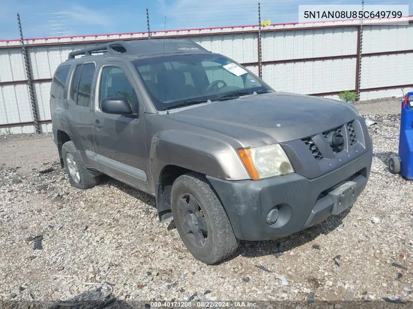 2005 Nissan Xterra S VIN: 5N1AN08U85C649799 Lot: 40171208